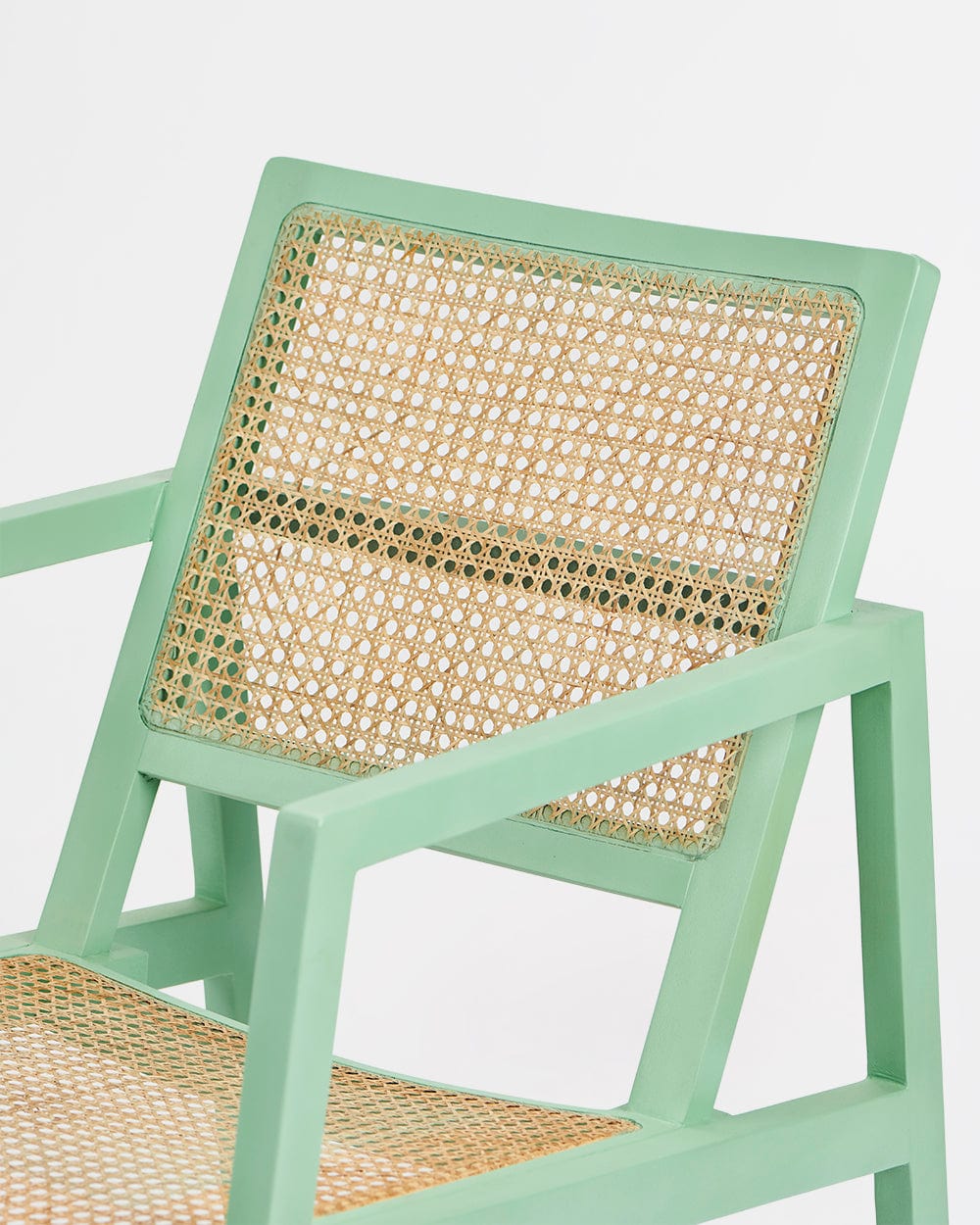 Chumbak French Rattan Rocking Chair-Teal