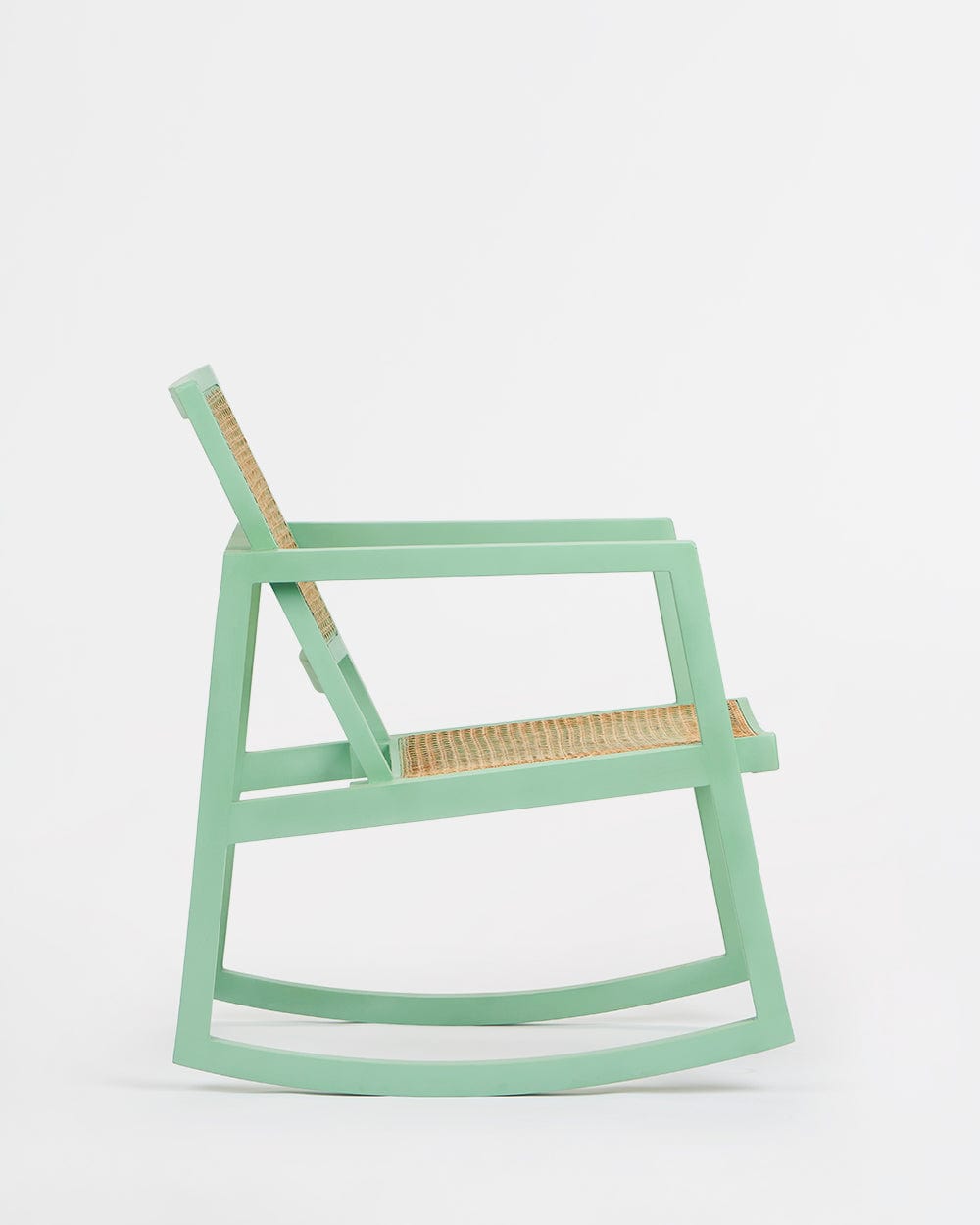 Chumbak French Rattan Rocking Chair-Teal