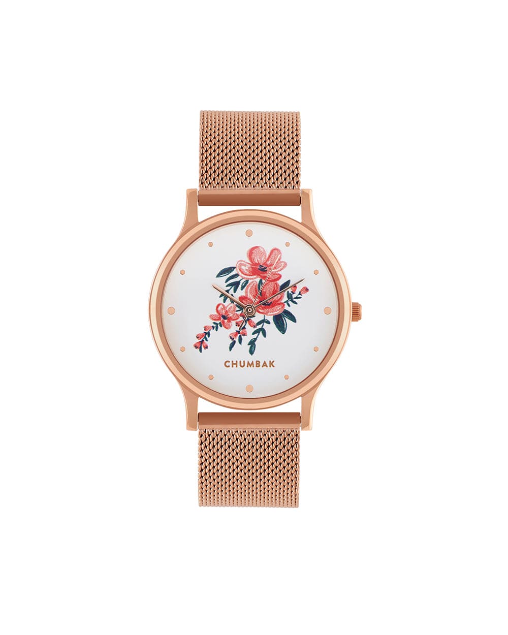 TEAL by Chumbak Jungle Flowers Watch Metal Mesh Strap
