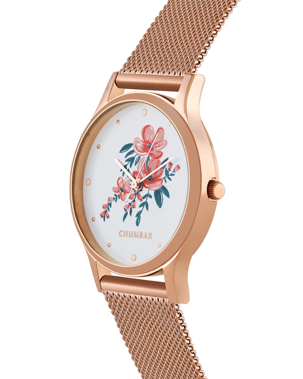 Chumbak TEAL by Chumbak Jungle Flowers Watch, Metal Mesh Strap