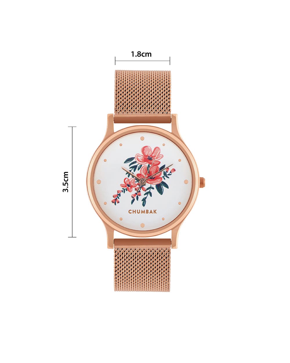 Chumbak TEAL by Chumbak Jungle Flowers Watch, Metal Mesh Strap