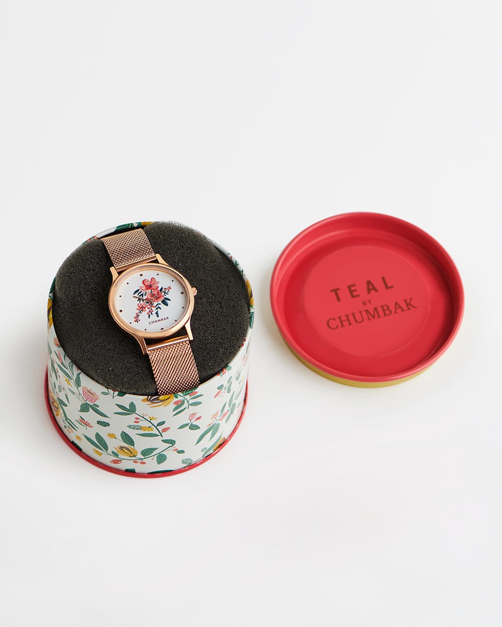 Chumbak TEAL by Chumbak Jungle Flowers Watch, Metal Mesh Strap