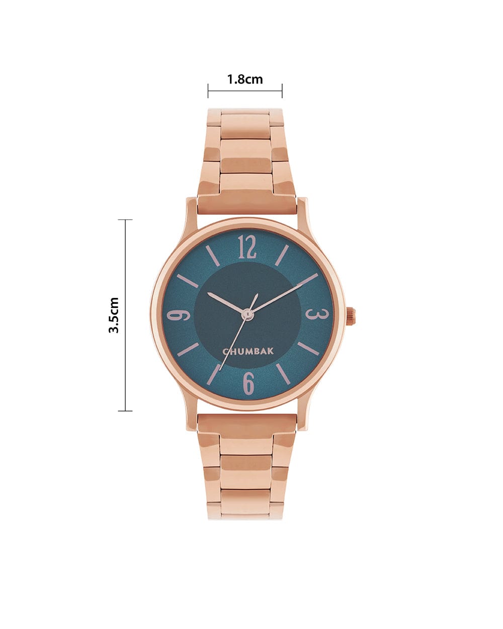 Chumbak TEAL by Chumbak Forest Jade Watch, Metal link Strap