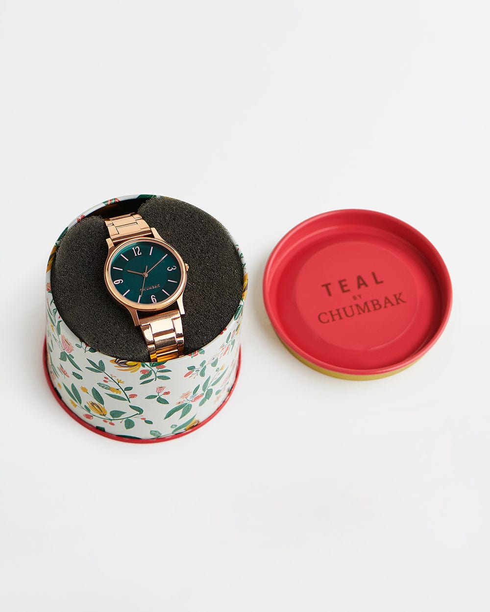Chumbak TEAL by Chumbak Forest Jade Watch, Metal link Strap