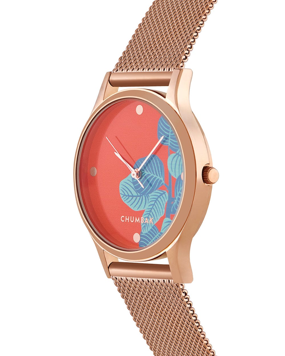Chumbak TEAL by Chumbak Bohemian Leaves Watch,Metal Mesh Strap