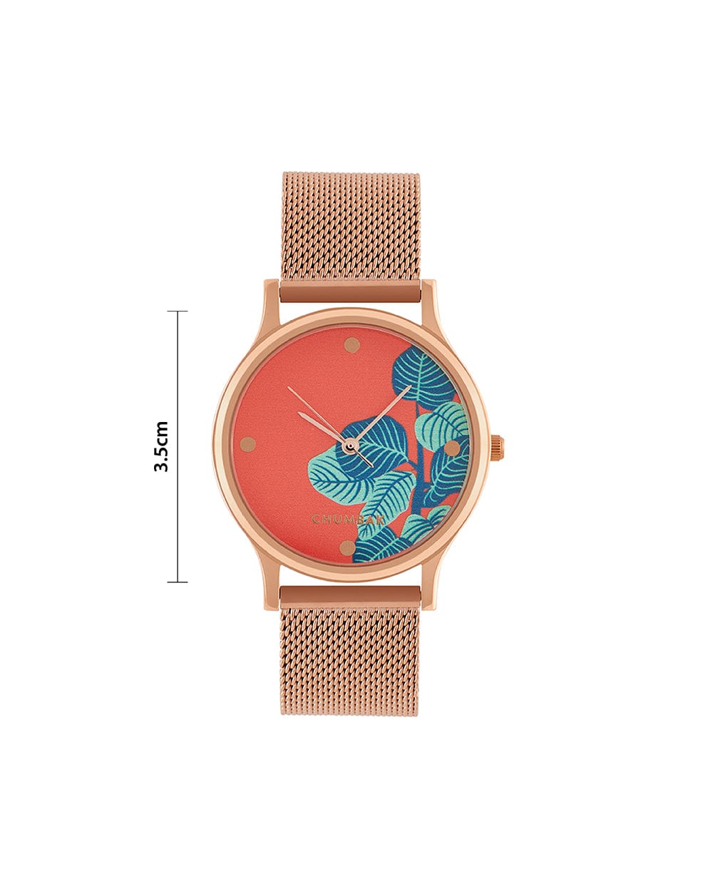Chumbak TEAL by Chumbak Bohemian Leaves Watch,Metal Mesh Strap