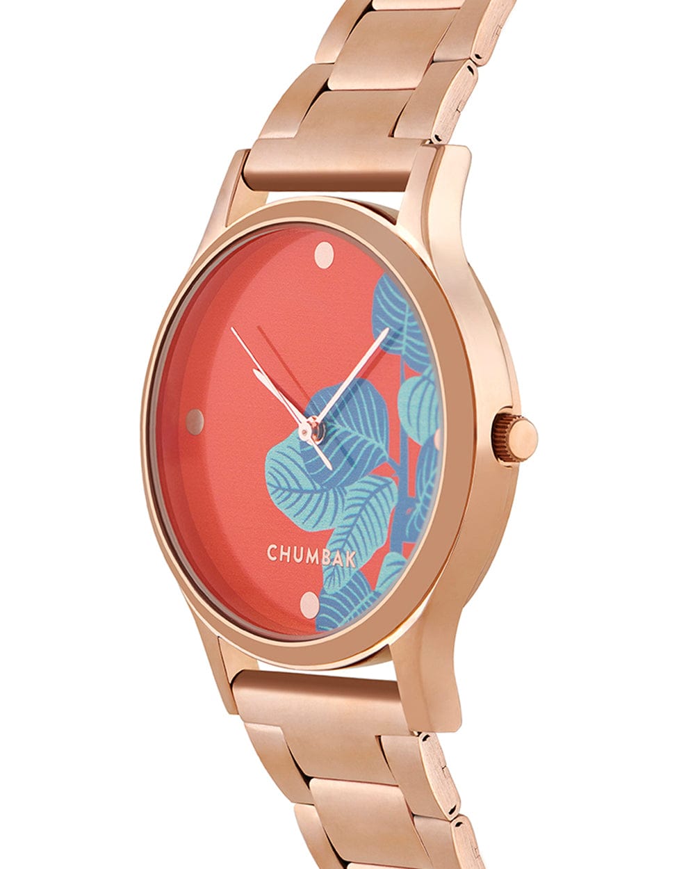 Chumbak TEAL by Chumbak Bohemian Leaves  Watch,Metal link Strap