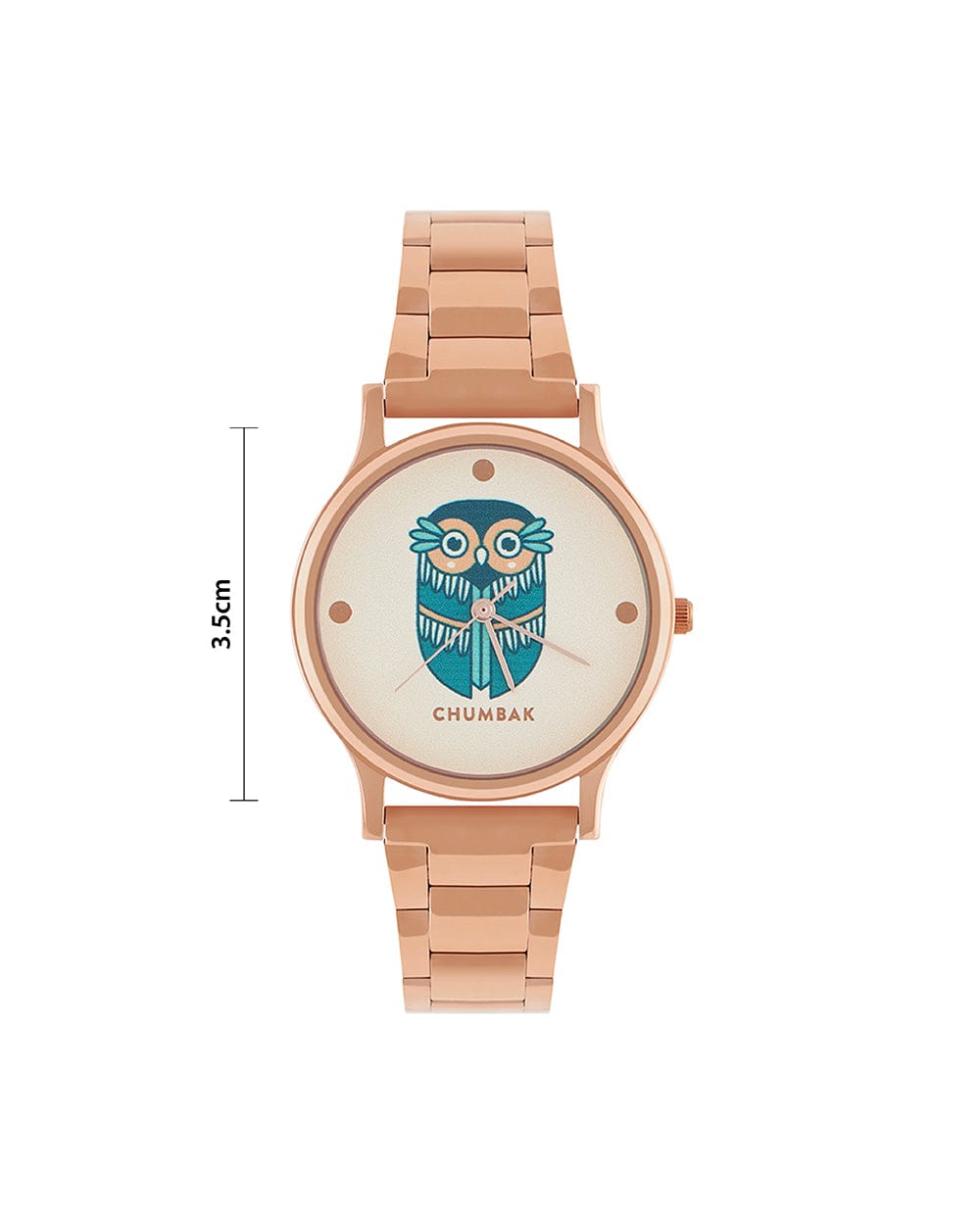 Chumbak TEAL by Chumbak Vintage Owl Watch, Metal link Strap