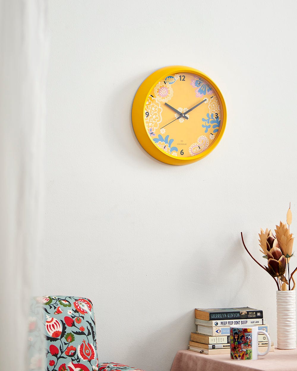 Chumbak Chumbak Sunny Days Wall Clock - Yellow rim