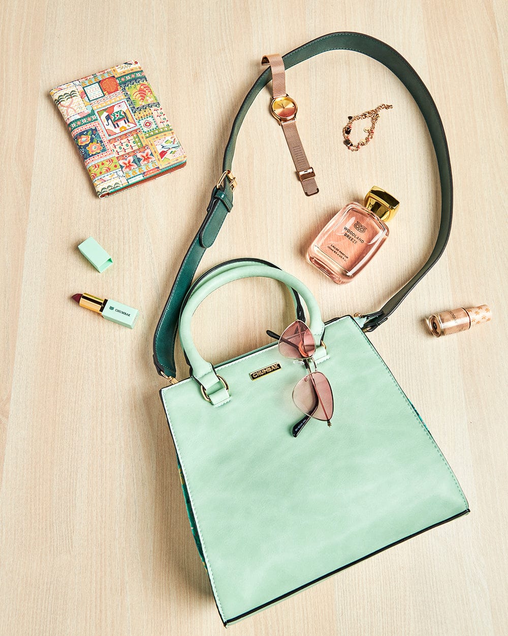 Chumbak Neon Floral Hand Bag - Neon Green