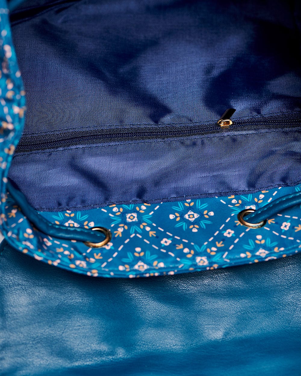 Chumbak Geometric Flora Backpack - Navy Blue