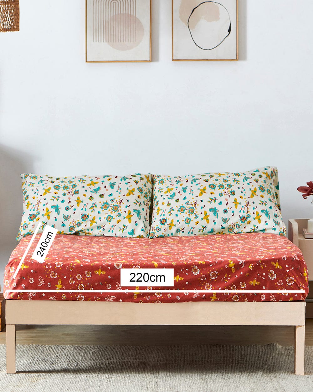 Chumbak TEAL by Chumbak Arizona Hummingbird Bedsheet-Queen size, 136TC