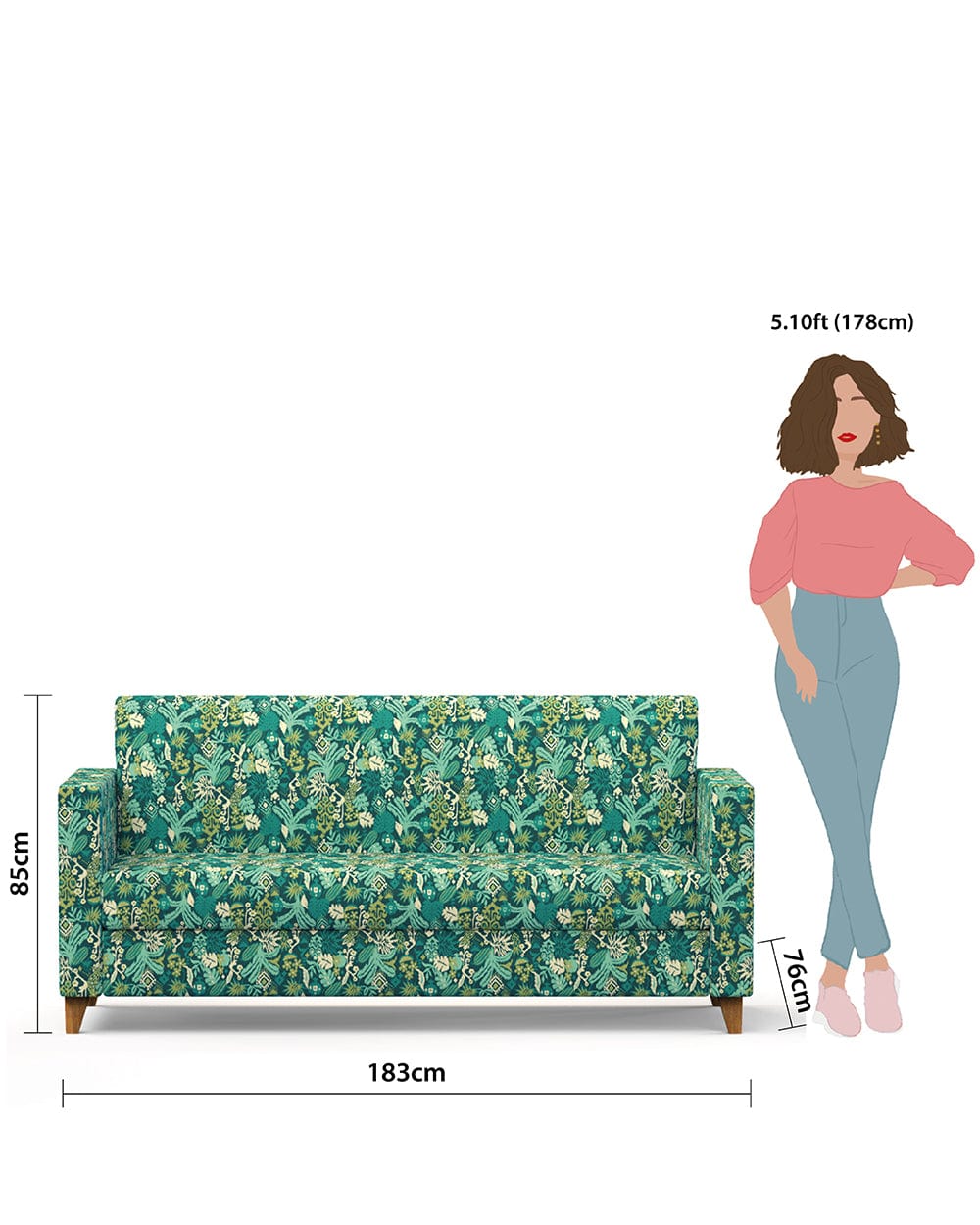 Chumbak Modern Couch-Tropical Ikkat