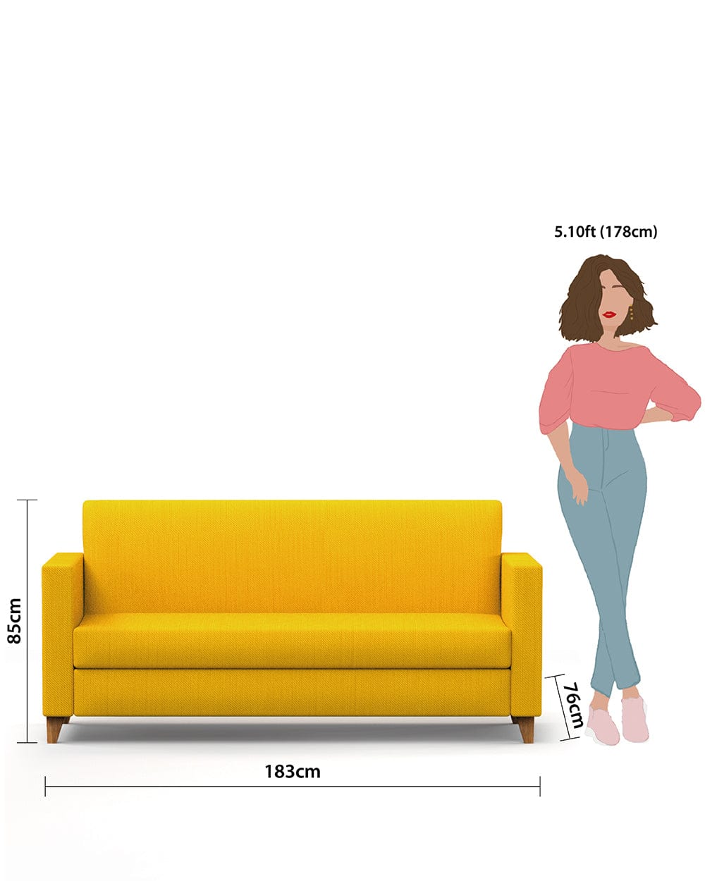Chumbak Modern Couch-Sahara Mustard