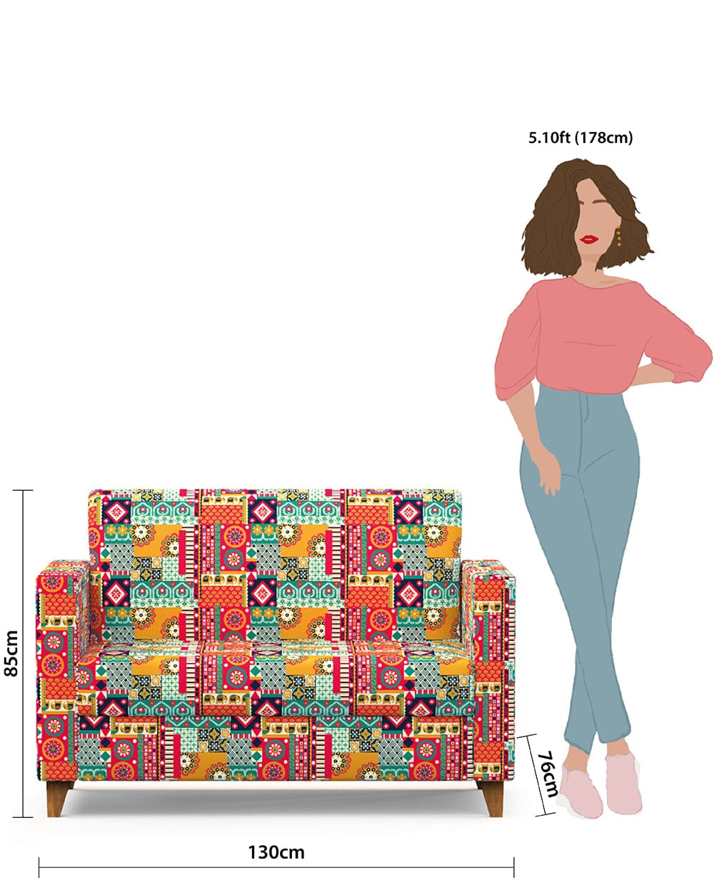 Chumbak Modern Loveseat-Floral Swirls