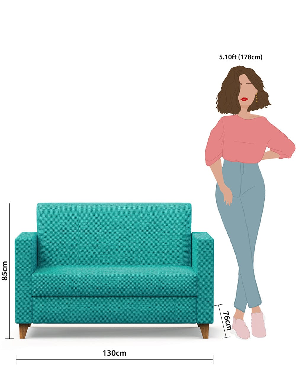 Chumbak Modern Loveseat-Maldivian Teal