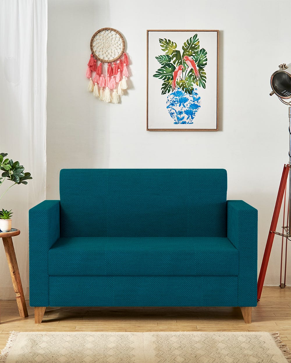 Chumbak Modern Loveseat-Mediterranian Blue