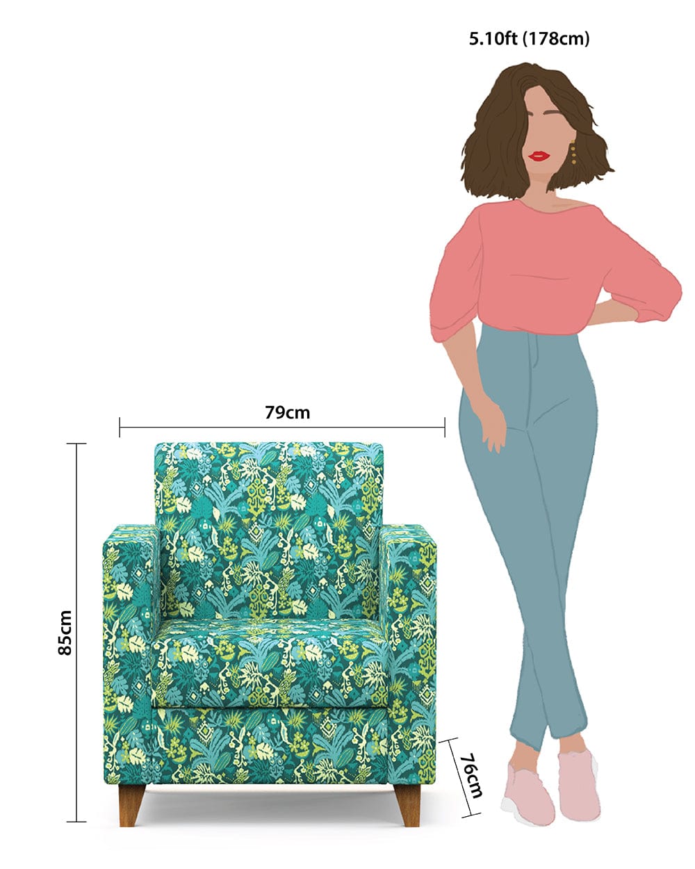 Chumbak Modern Chair-Tropical Ikkat