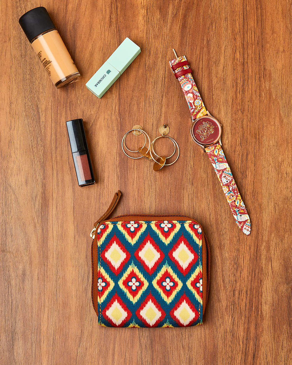 TealByChumbak Ikkat Glow Mini Wallet