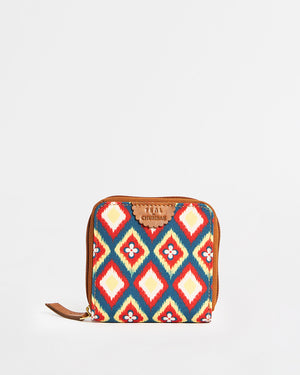 TealByChumbak Ikkat Glow Mini Wallet