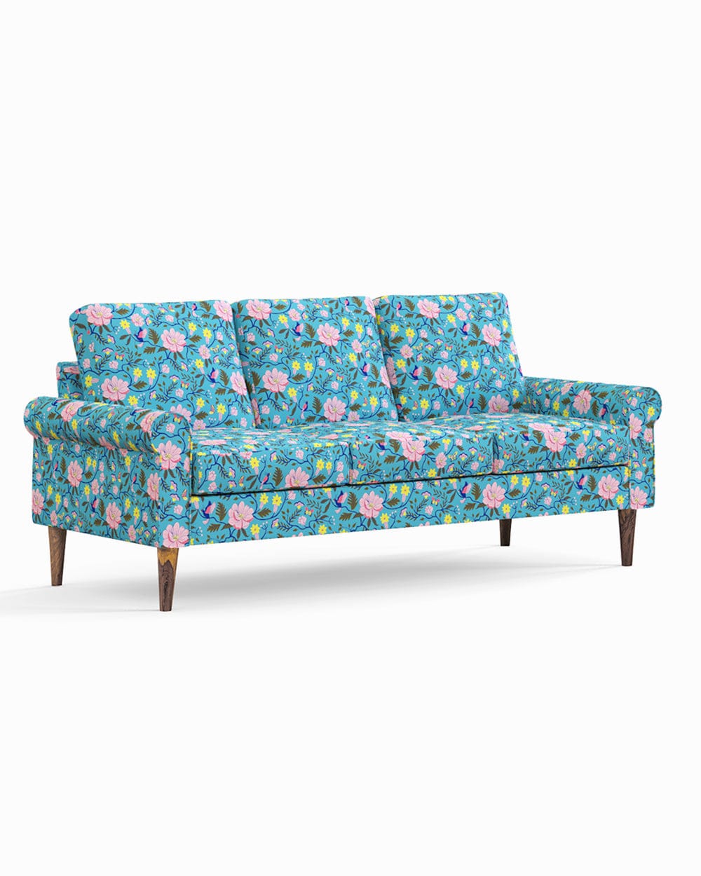 Chumbak Colonial Couch 3 Seater Spring Bloom Teal