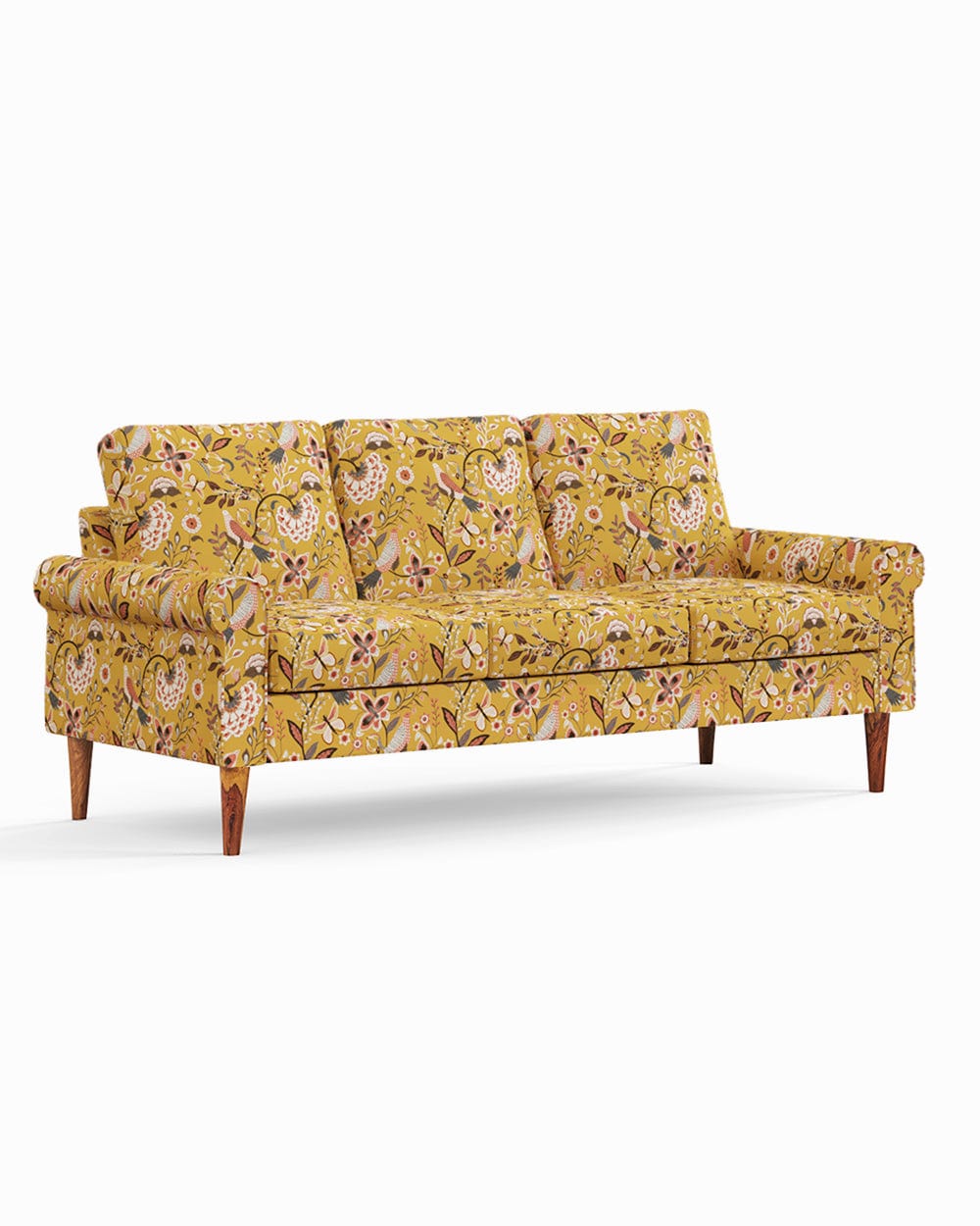 Chumbak Colonial Couch 3 Seater Dragonfruit Yellow