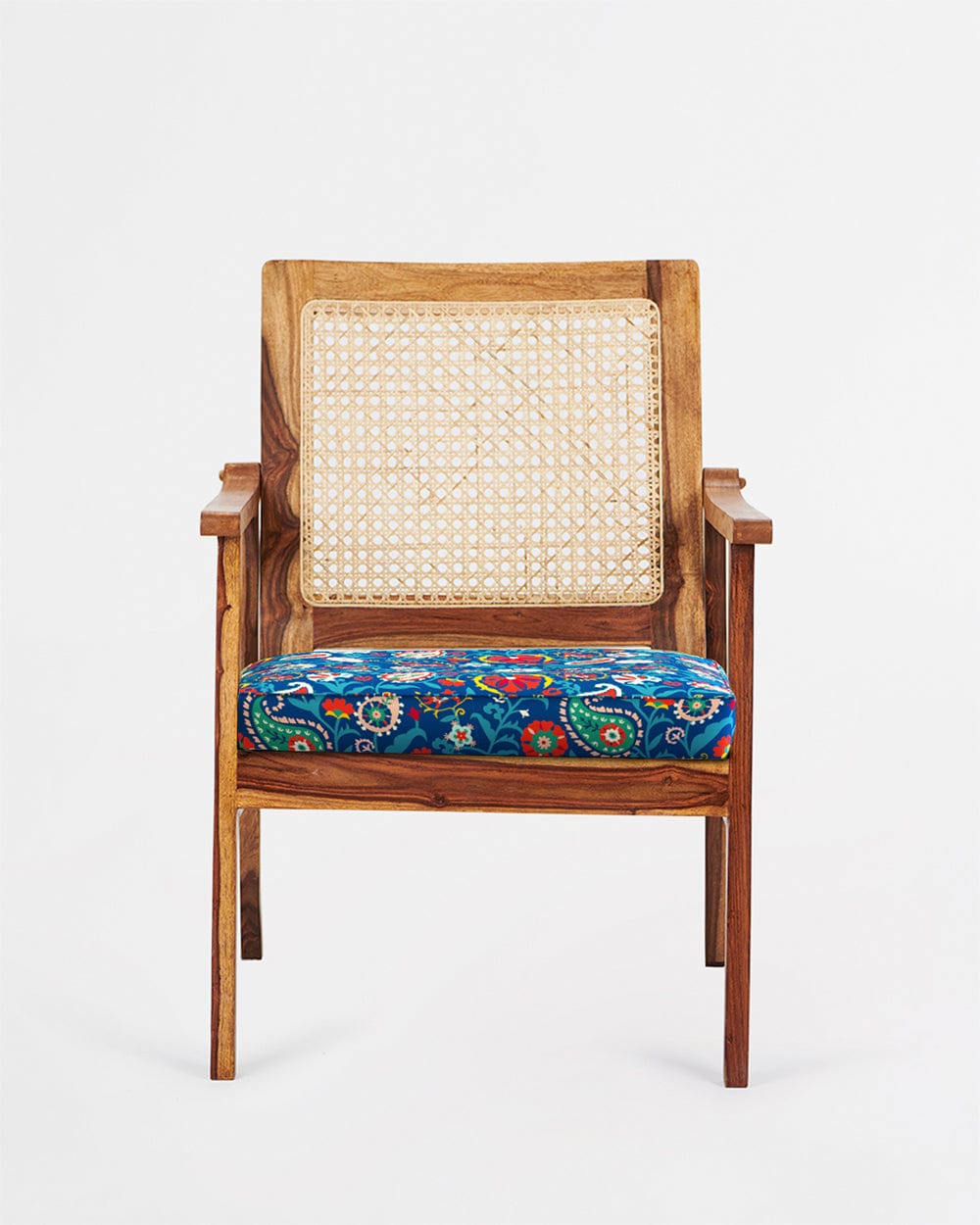 Chumbak French Rattan Arm Chair India Paisleys Blue