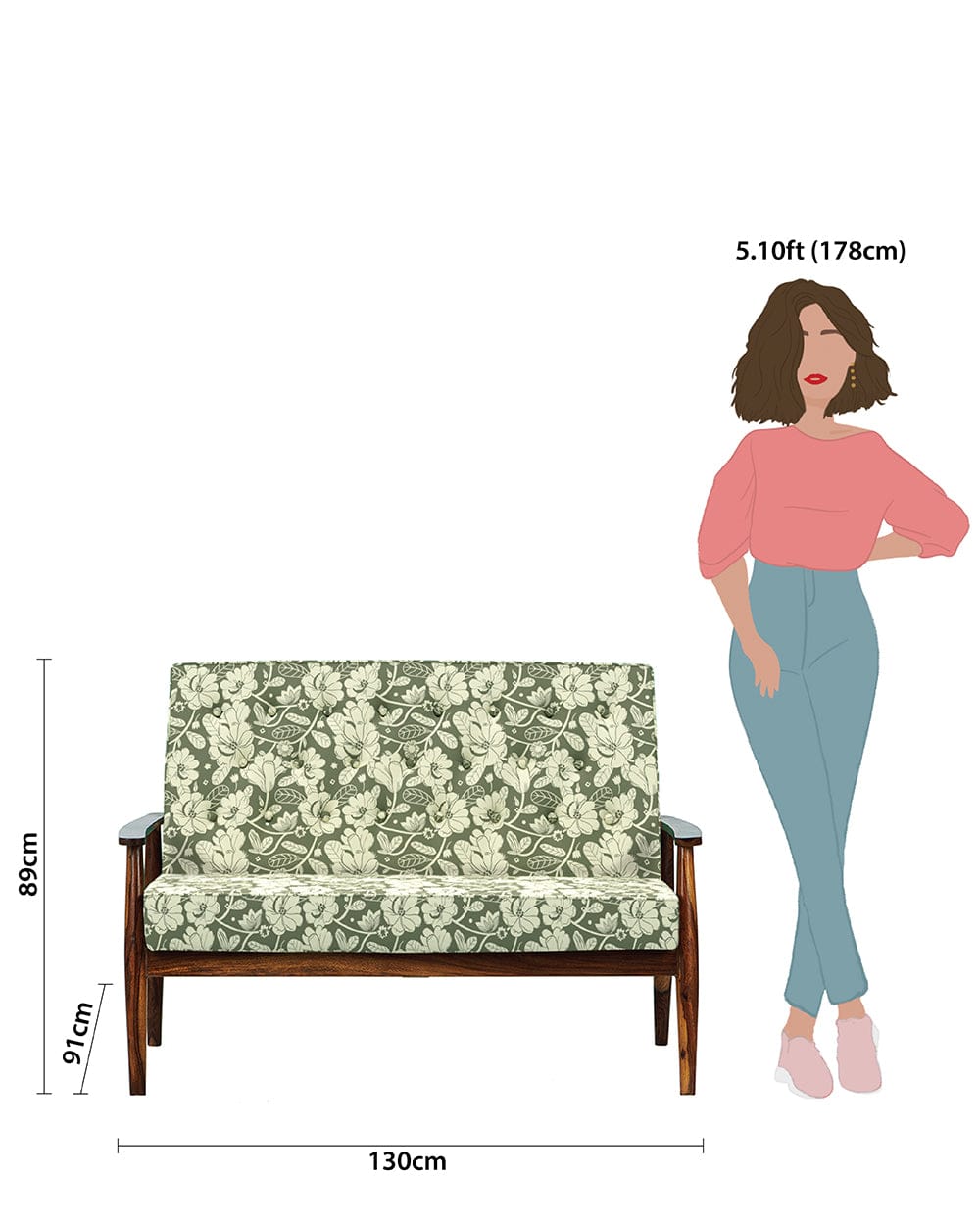 Chumbak Memsaab Love Seat - Grey's Garden