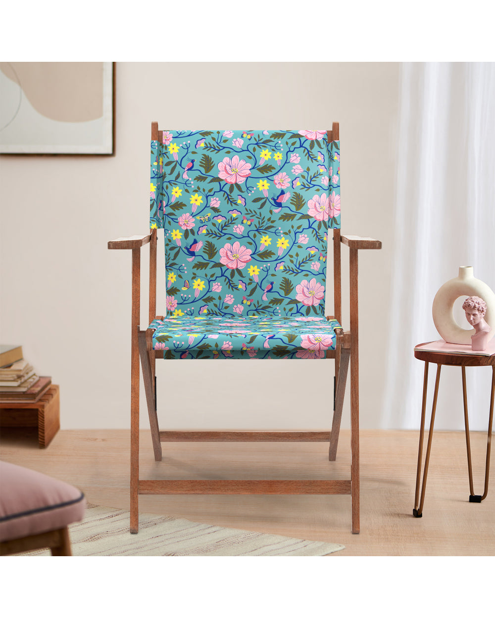 Bistro Folding Chair Spring Bloom Teal