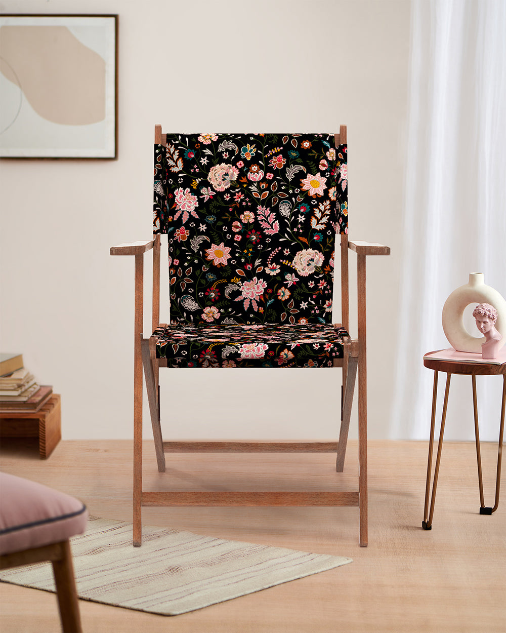 Bistro Folding Chair Bohemian Paisleys Black