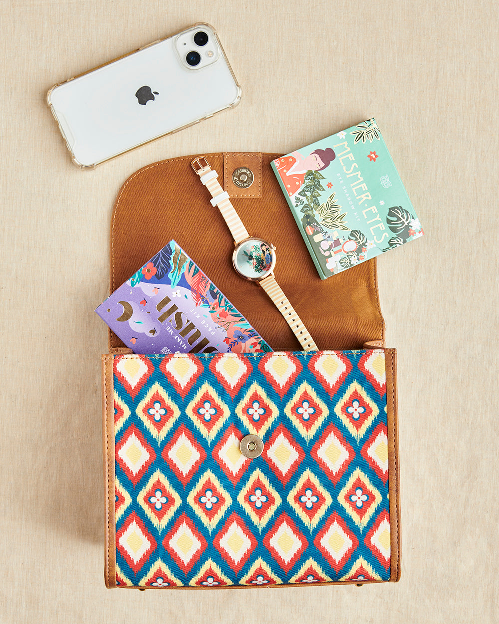 Teal by Chumbak Ikkat Glow Crossbody Bag