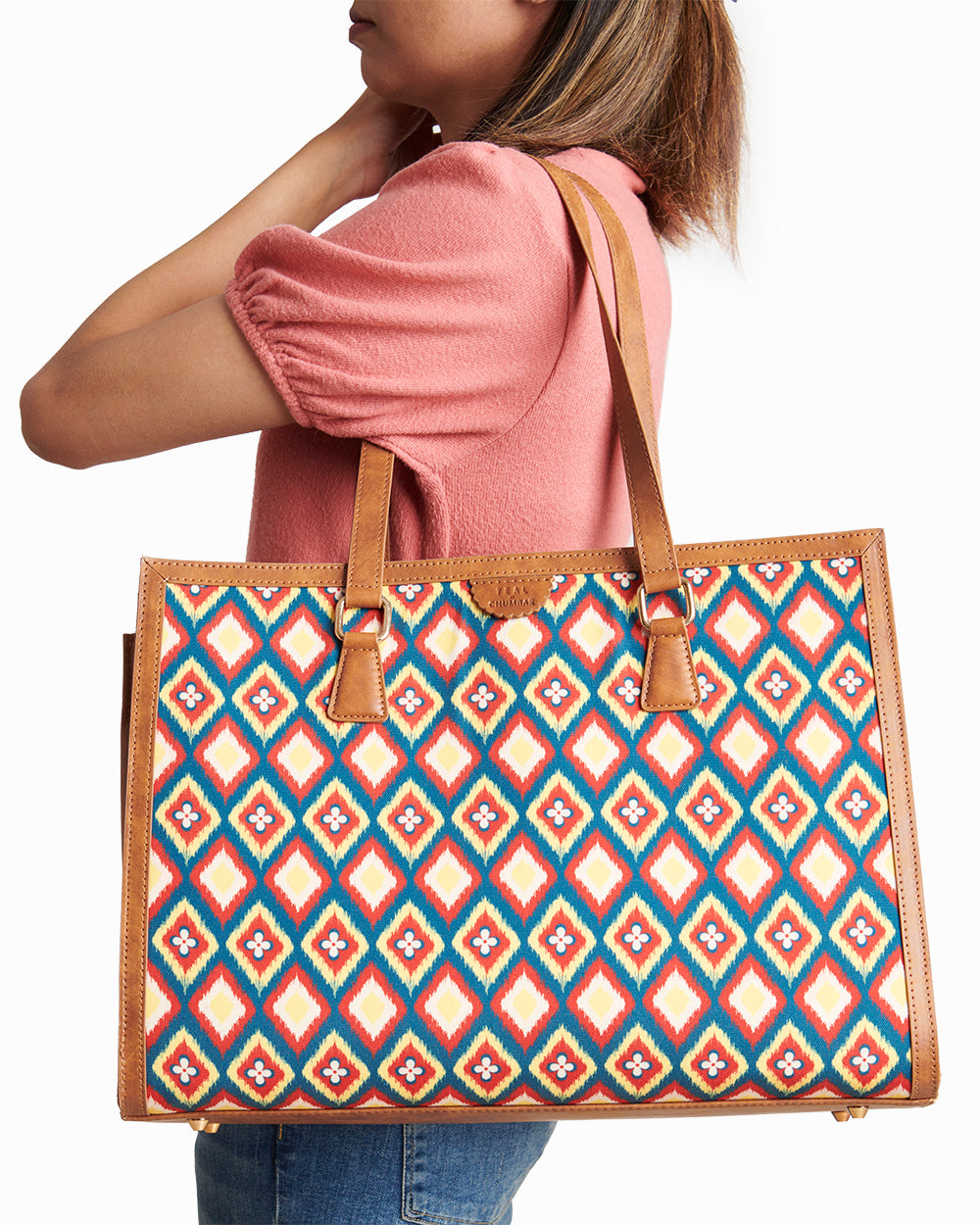 Teal by Chumbak Ikkat Glow Office Tote