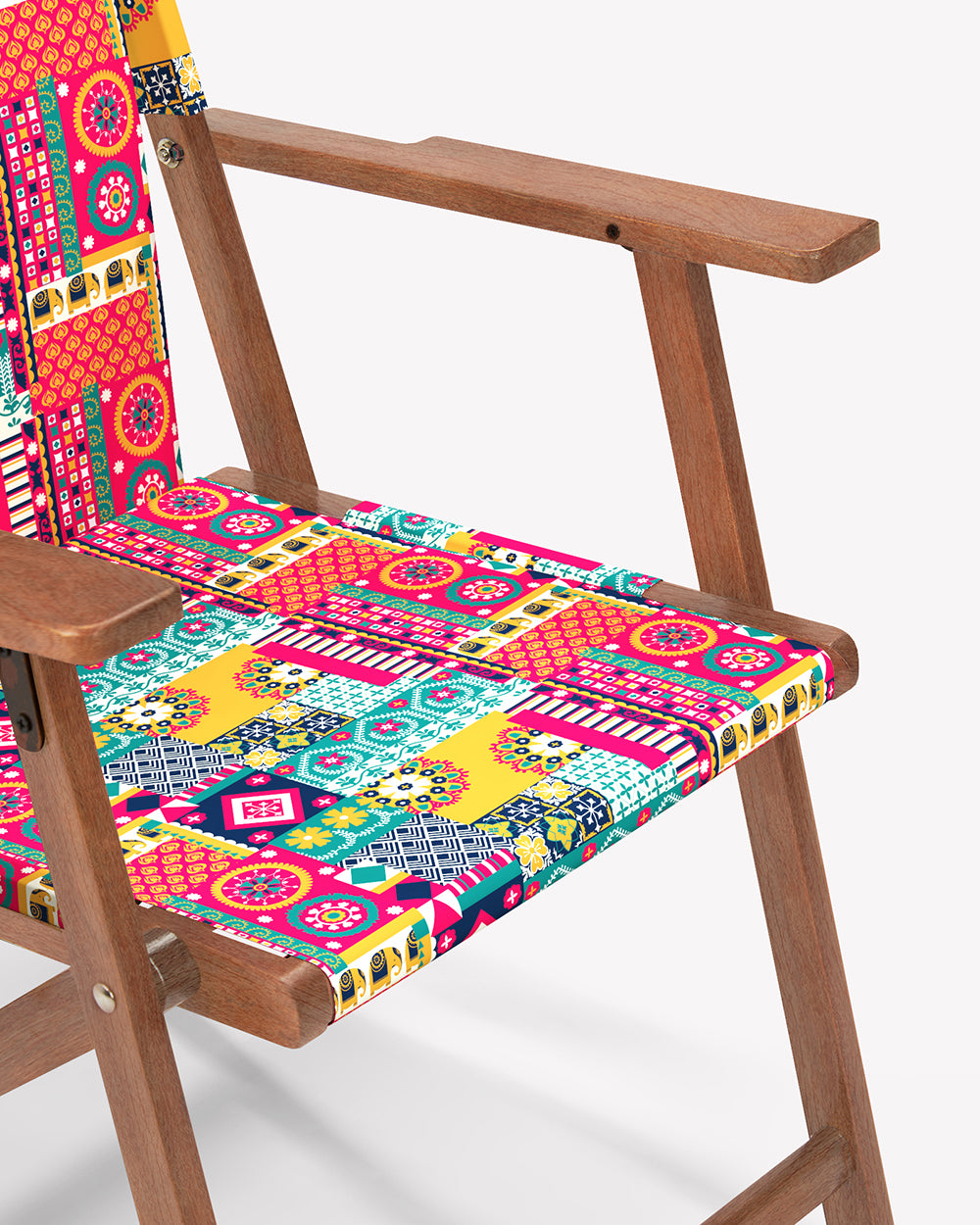 Bistro Folding Chair Floral Swirls Red