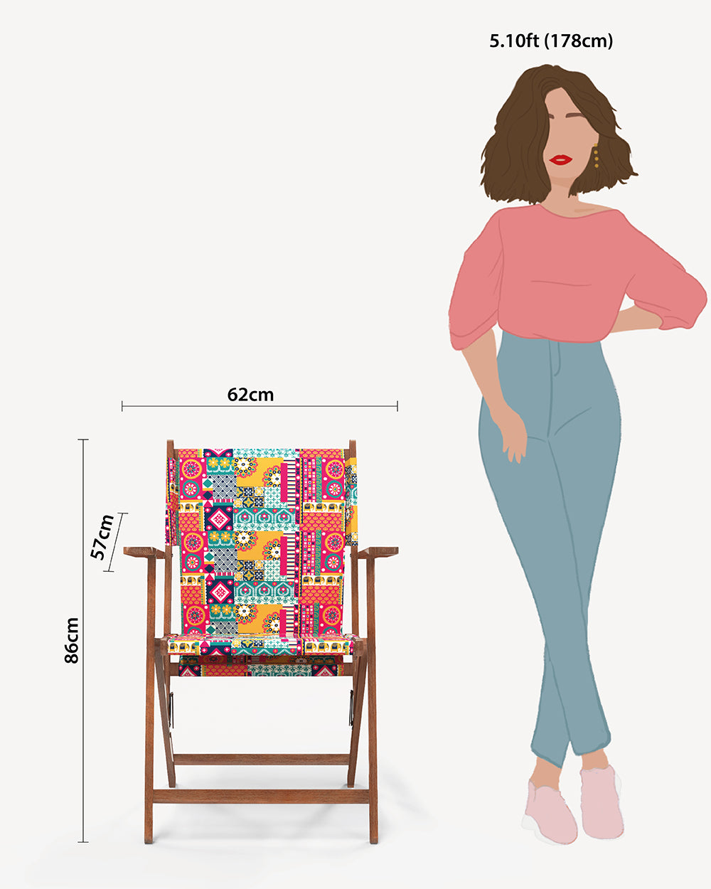 Bistro Folding Chair Floral Swirls Red