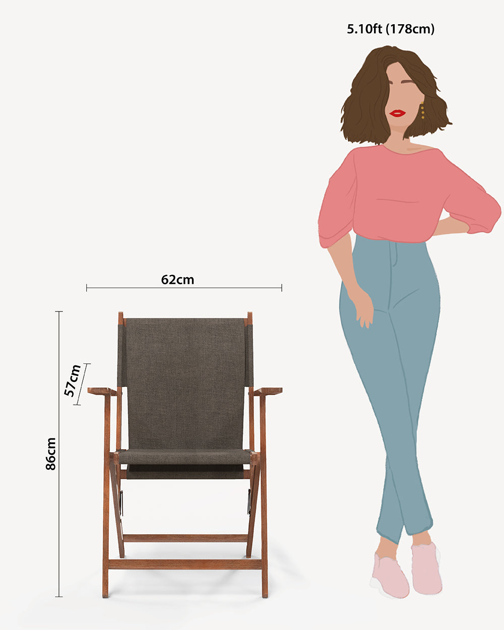 Bistro Folding Chair Brown Coal