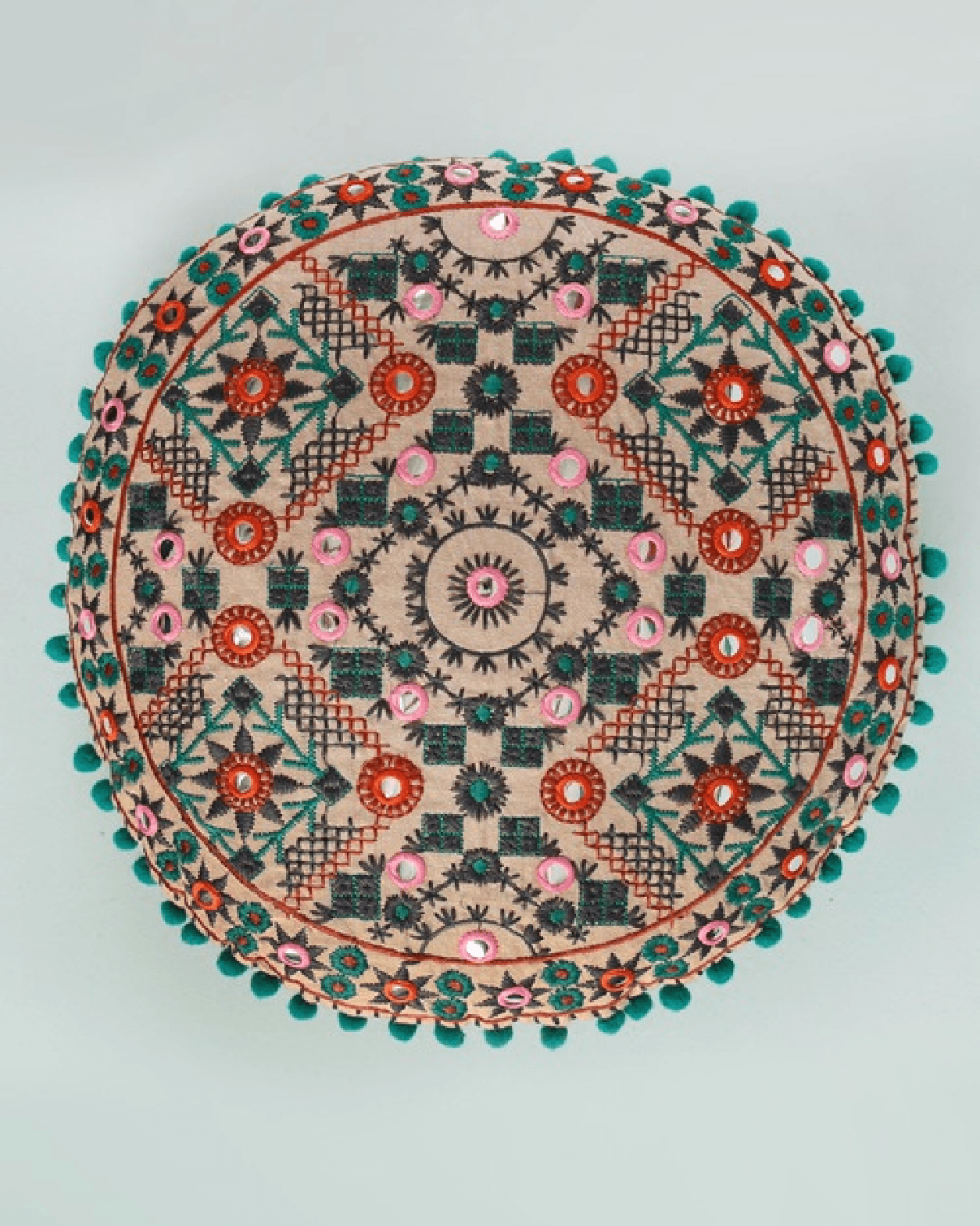 Chumbak 1Kathi Embroidered Round Cushion Cover - Test