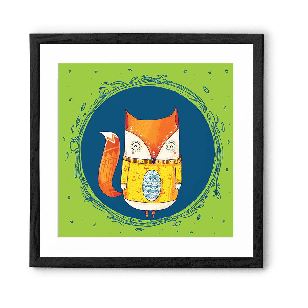 Chumbak Circle Fox Green Wall Art