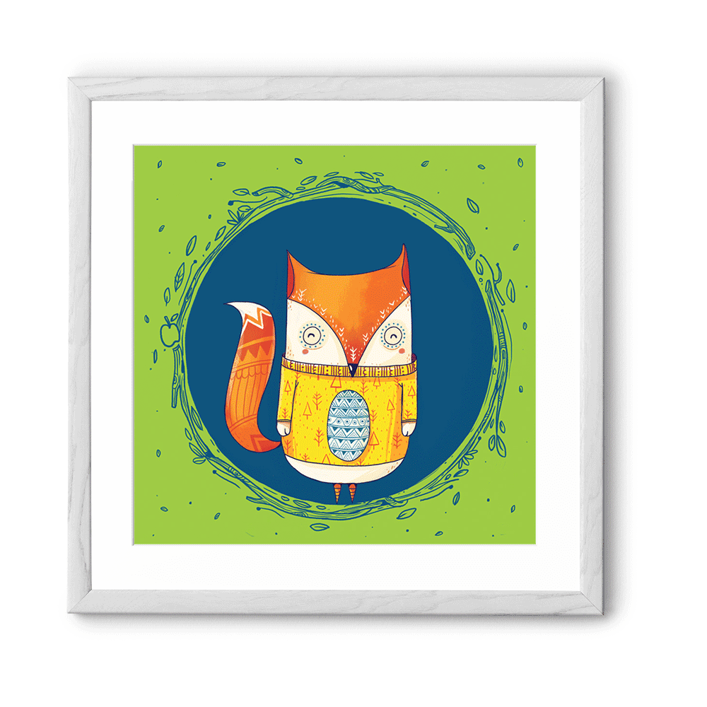 Chumbak Circle Fox Green Wall Art