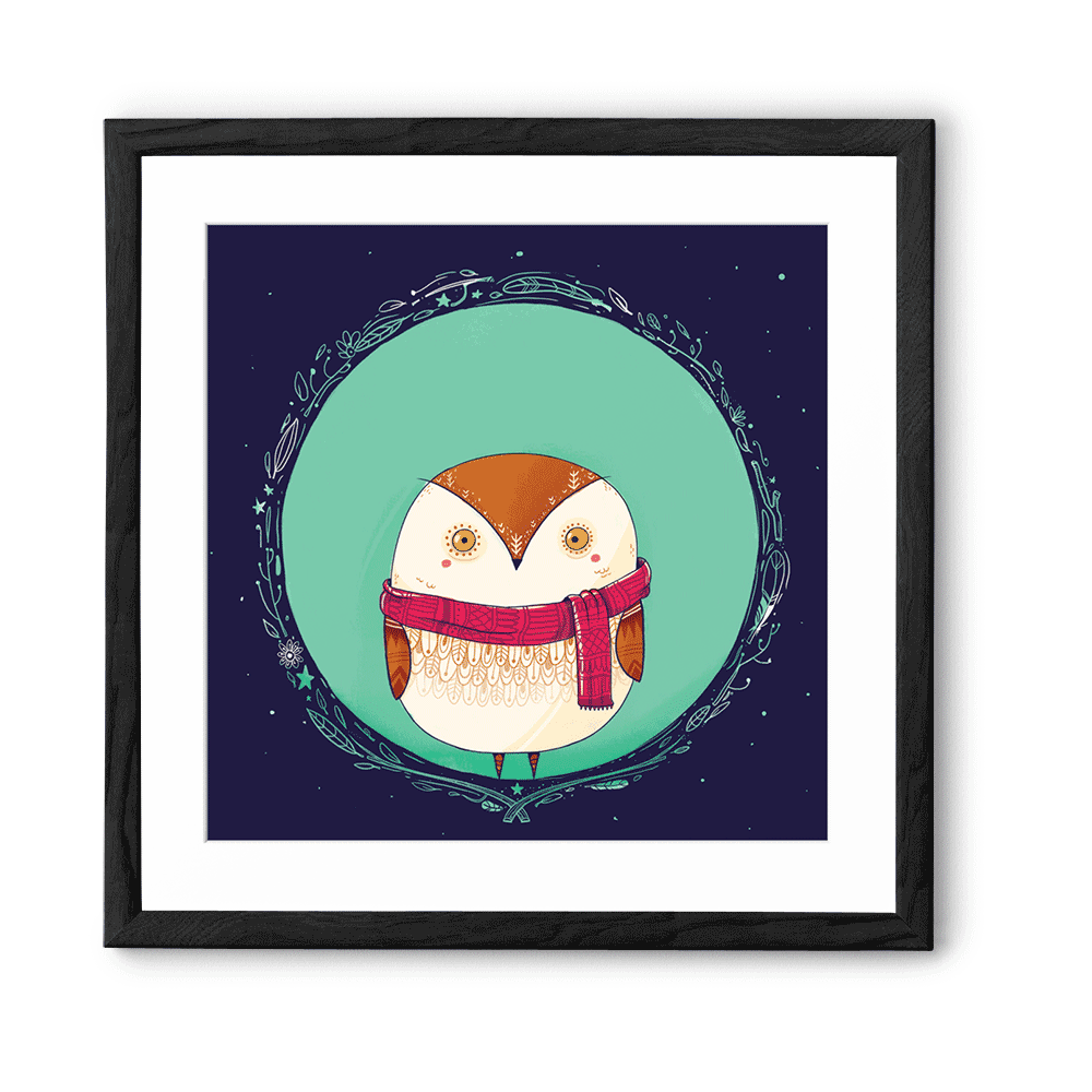 Chumbak Circle Owls Teal Wall Art