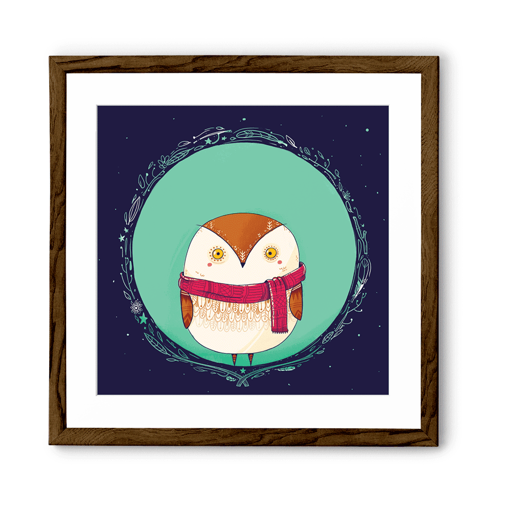 Chumbak Circle Owls Teal Wall Art