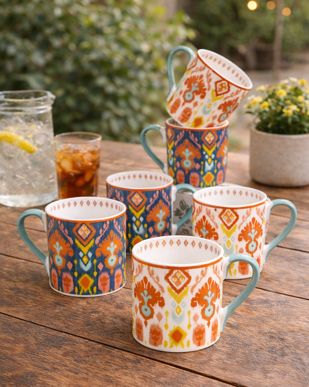Ikat Tea Mugs Gift Set of 6