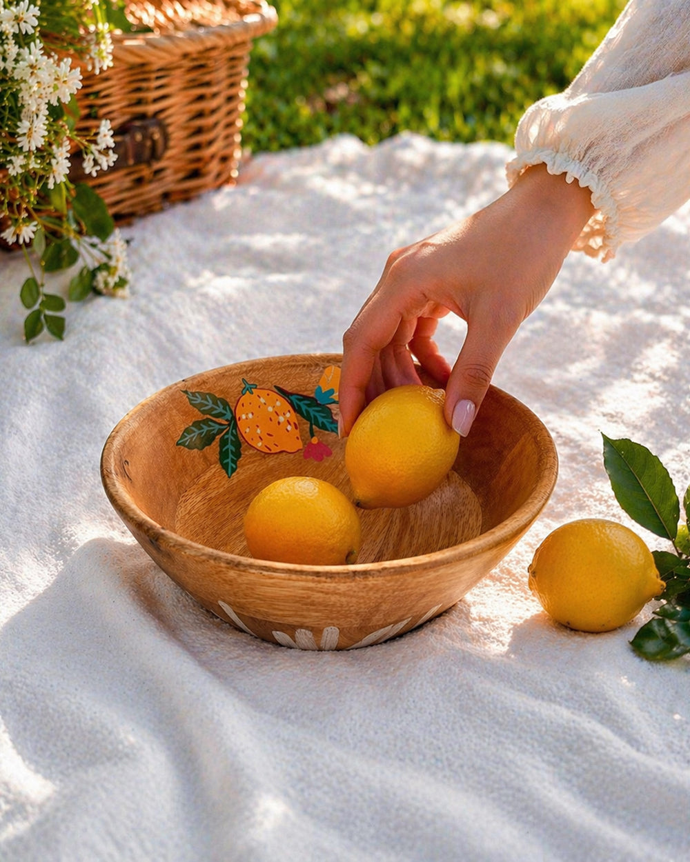 Florentine Wooden Salad Bowl ( Small), 8"| Citrus Zest