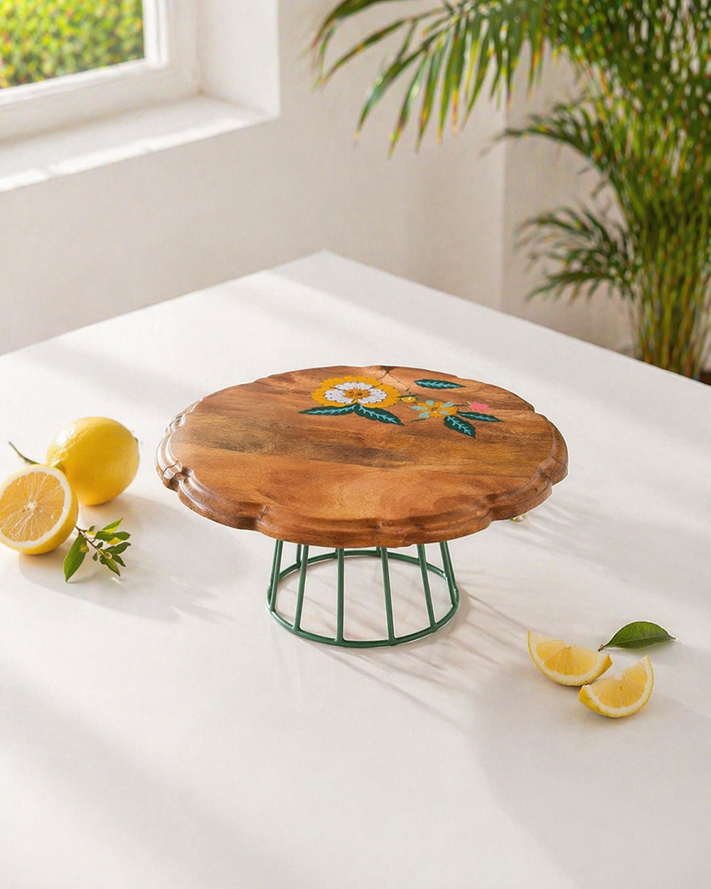 Florentine Wooden Snack-cum-Cake Stand, 12"| Citrus Zest