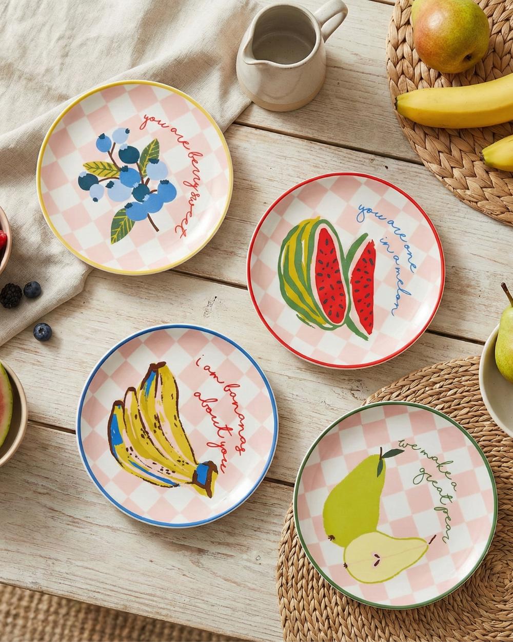 Chumbak Farmlife Snack Plates Gift Set of 4 | Comes in a Gift Box