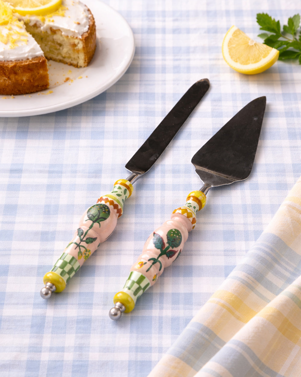 Limonata Cake Server Cutlery  Set, Set of 2 | Citrus Zest