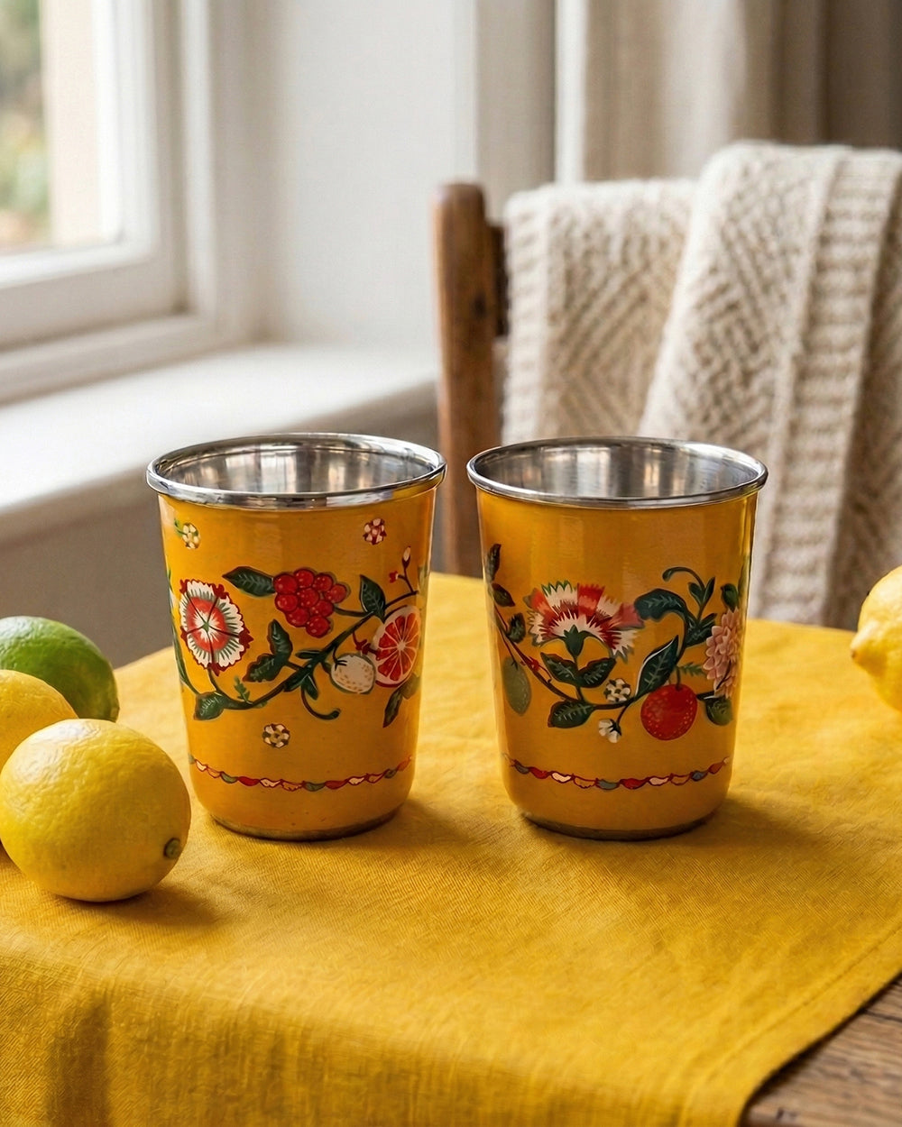 Limonata Steel Tumblers - Set of 2, 220 ml | Citrus Zest