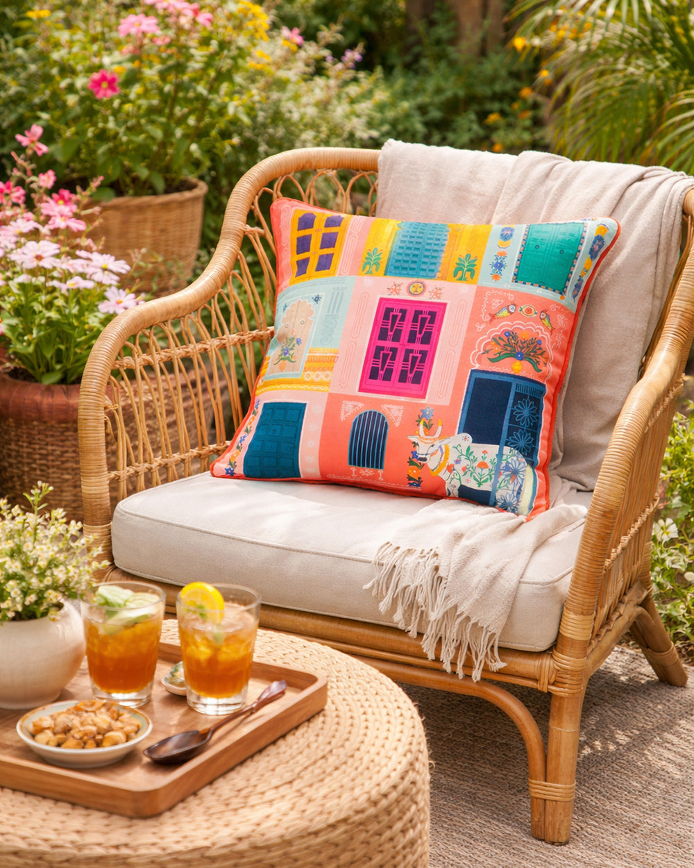 Haveli Windows Cushion Cover | Citrus Zest