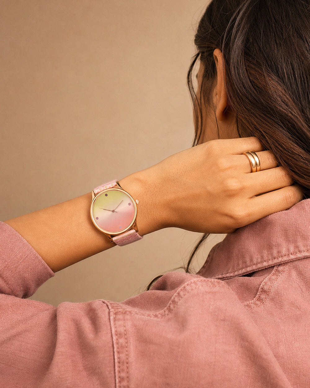 TEAL by Chumbak Ombre Aztec Watch-Peach