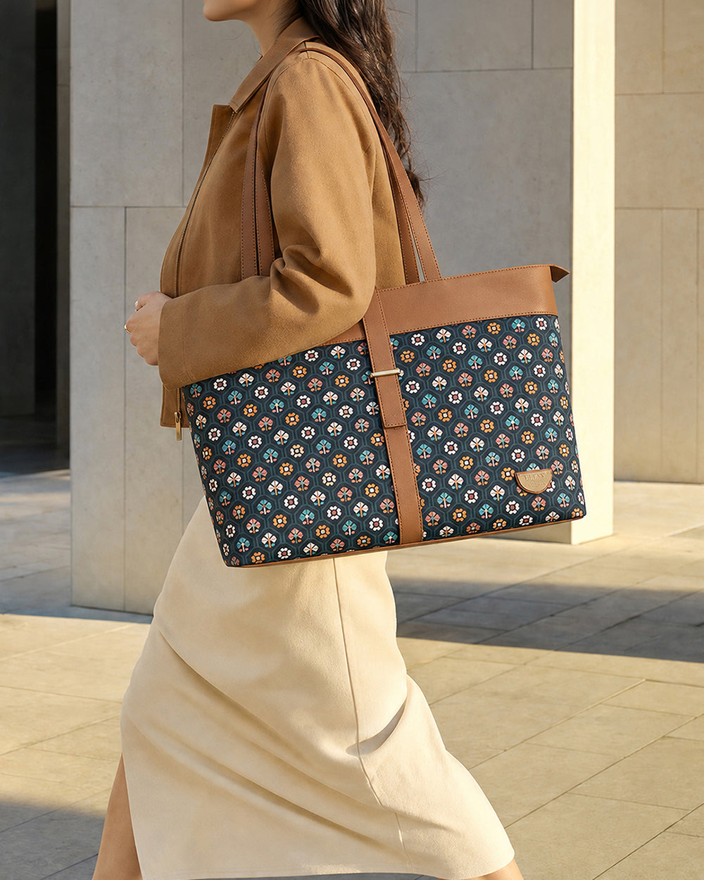 Teal by Chumbak Pixel Bloom Work Tote