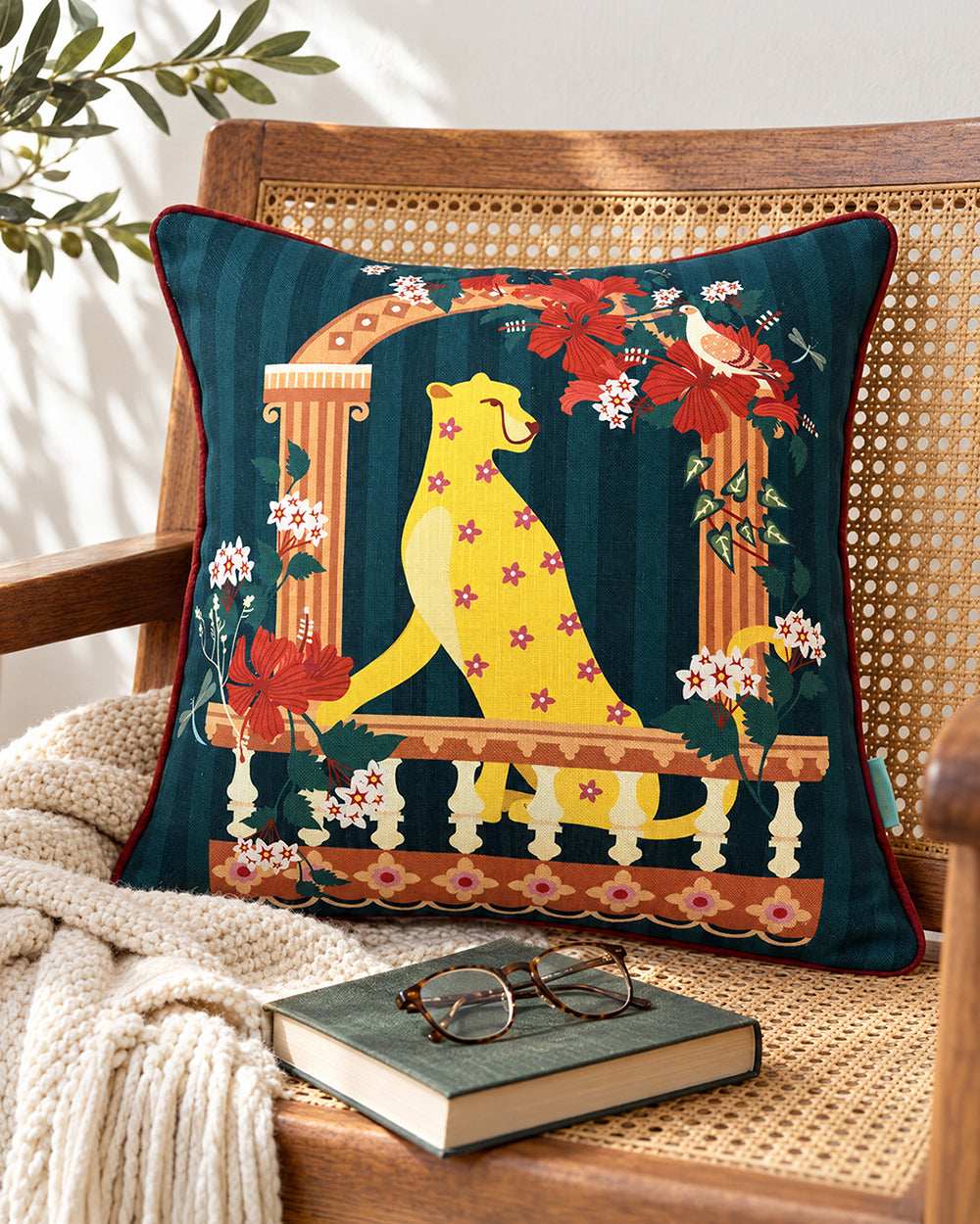Jharoka Scenes Cushion Cover | Haveli Socials